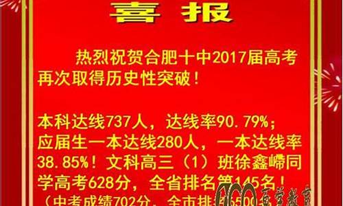 合肥2017高考喜报_2017年合肥一中高考成绩